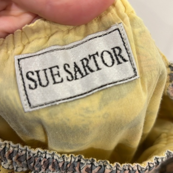 SUE SARTOR Annabel Dress Womens Floral Yellow Blue Size Small - Picture 9 of 10